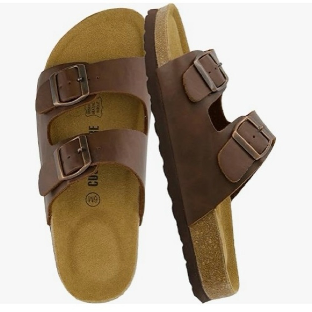 Lane Cork Footbed Sandals for Women – Double Buckle Slip-On, Size 12W | New